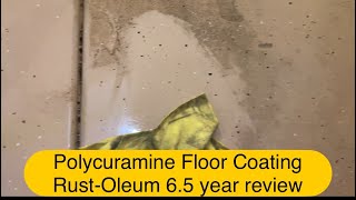 6.5 Year review Polycuramine Rust-oleum floor coating : Garage coating, fading, shine, durability