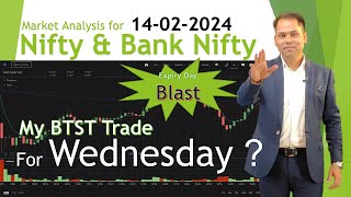 Nifty and Bank Nifty Analysis for Wednesday | 14 Feb 2024 | BankNifty Expiry Blast😱| My Trading Plan