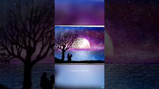 Easy Moonlight Night Sky Painting || Acrylic Painting Tutorial #viral #trending #shorts