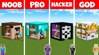 Minecraft NOOB vs PRO vs HACKER vs GOD: HEAD STATUE HOUSE BUILD CHALLENGE / Animation