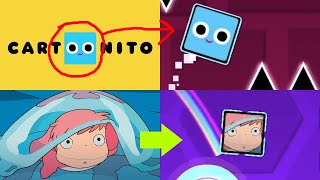 Ponyo and Cartoonito Blue in Geometry Dash (GD Fanmade Texture Pack)