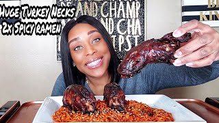 Smoked Turkey Necks | 2x Spicy Ramen Mukbang