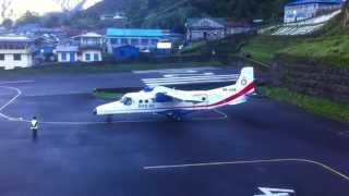 Lukla Airport early morning, Cessna grand caravan and dornier do 228 take off