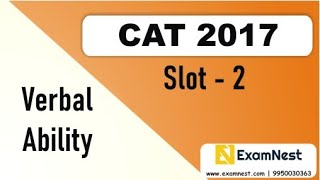 CAT - 2017 | VA | Slot - 2 | Original Questions | Solutions | Online Coaching | English | Verbal