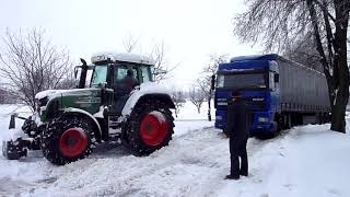 Fendt vario 412 vs Scania XF zaglavljen u snegu.