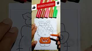 Coloring Jack O Lantern Hello Kitty #shorts #coloringvideos #coloringbook #coloringpages