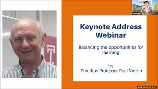 Keynote Address Webinar by Emeritus Professor Paul Nation