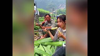 Girl eating sugarcane