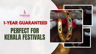 ✨🥰Exquisite Kerala Traditional Wear: Micro Gold Plated Nagapadam Green Palakka Bangle✨🥰 #sasitrends