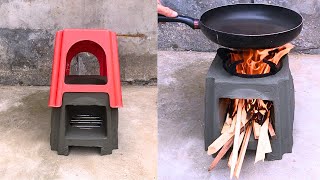 Creativity From Cement - Making a Very Handy Firewood Stove from Plastic Chairs is great