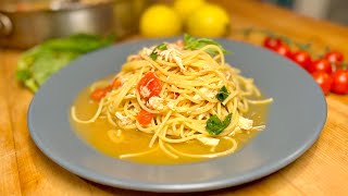 Crab Pasta - Spaghetti w/ Crab, White Wine, and Cherry Tomatoes