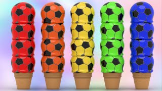 Ice Cream Soccer Ball Color & Number Learning for Kids - 3D Toddler Videos