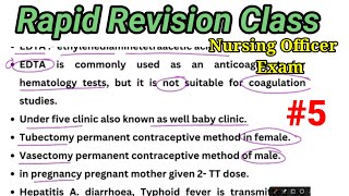 Important Key Points For Nursing Officer Exam | Rapid Revision Class | NORCET | RRB | JIPMER | #5