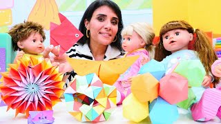 Bebekler için eğitici oyunlar! Baby Born kreşi - Origami etkinliği!