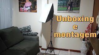 Montar Kit Iluminação Softbox 50x70cm Tripé 2M Lâmpadas 45W Luz contínua Unboxing Dica Youtuber