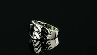 Twisted Path Solitaire Ring - 925 Silver Oxidized - Green CZ Stone - Emerald Ring By Harlembling