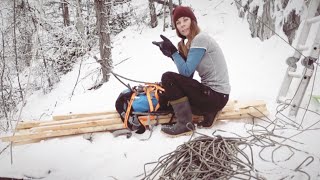 This might seem crazy || Solo winter off-grid building || Tiny cabin on a cliff.