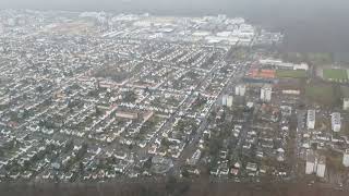 Frankfurt Airport - Landing at Frankfurt in a rainy day with view of the new Terminal 3