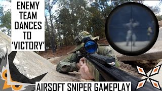 ENEMY TEAM DANCES TO VICTORY FT. RWMILSIMGC & TACTICAL SNOOPY | AIRSOFT SNIPER GAMEPLAY | SCOPECAM |