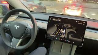 Tesla Full self driving review at night mode FSD11.4.4 #teslafsd