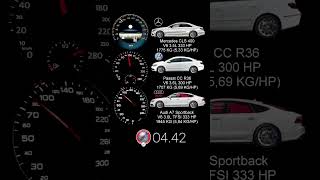 Mercedes CLS 400 333 HP vs VW Passat CC 300 HP vs Audi A7 333 HP #acceleration