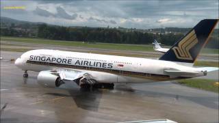 A380 Singapore Airlines Take off Zurich Kloten Airport