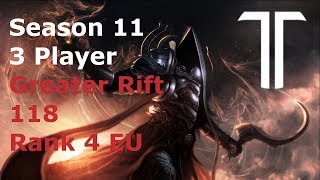 Diablo 3 RoS - Season 11 - 118 Greater Rift 3 Player (Rank 4)