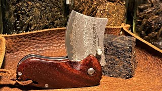 Review Albatross 2" Damascus Clever Blade Pipe Blend Cutting Knife #kinves #briarpipes #flakecutter