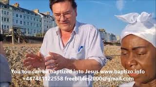 Baptisms in the sea in the English Channel at Hastings UK, you too can be baptized simply into Jesus