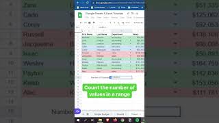 How to find the number of values in a range