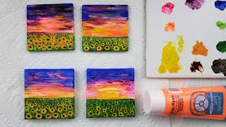 Sunflower Field Painting for Beginners with Acrylic Paint