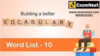 Vocabulary - 10 | Word List | Entrance Exams | Improve Verbal | CAT | IPMAT