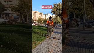 CLEANING THE ROAD😍 RESPECT ❤️ #trending #rosespain #shorts #satisfying #viralvideo #shortvideo #fyp