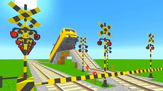 railway railroad crossing trains Minecraft 【踏切アニメ】1hまとめ001