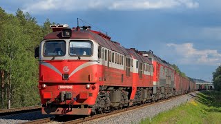 LG 2M62M-0566 and RZD 2TE25KM-0348 with train