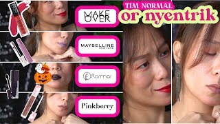 4 LIPSTICK HALLOWEEN: SWATCHES LIPSTICK MAYBELLINE MAKE OVER, FLORMAR, PINK BERRY