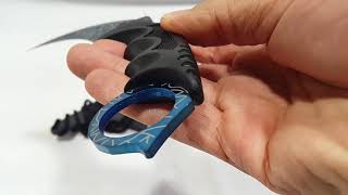 Cuchillo Tactico Karambit Cuchilla Azul Spider Web