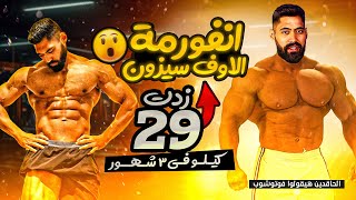 زدت ٢٩ كيلو فى ٣ شهور 😱| اسرار الصخامة العضلية و دايت بوم كامل | انفورمة الاوف سيزون