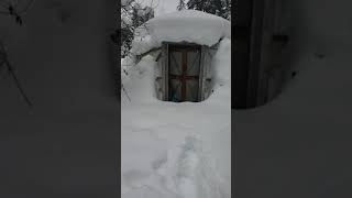 Geodesic Dome greenhouse buried in several feet of snow. DAY BEFORE COLLAPSE