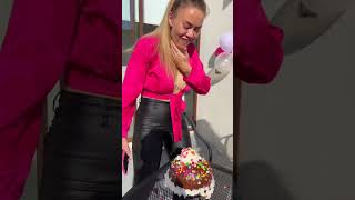 When she takes a bite! 😂😳🎂 #Shorts #comedy #pranks