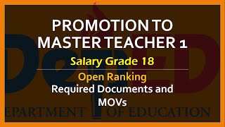 Guidelines of Teachers on Promotion to Master Teacher 1