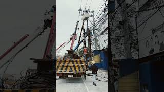 Power Company Pole Transfer MacArthur Hwy #angeles #angelescity #philippines #short