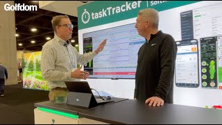 Gerald Flaherty, CGCS, shows Seth Jones the key uses of taskTracker