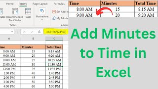 Add Minutes to Time in Excel