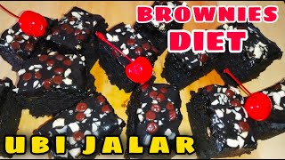 BROWNIES DIET DARI UBI JALAR | RENDAH KALORI | TANPA GULA TANPA TELUR | LEMBUT DAN PADAT