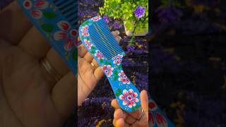 Hand painted wooden comb🌸#shorts #art #diy #painting #drawing #youtubeshorts #viralvideo #craft #yt