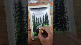 Forest & road scenery / oilpestel drawing ideas #shorts #creativeart #art