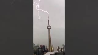 CN Tower 🇨🇦 Struck by Lightning | #toronto #cntower #lightning