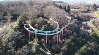 Aerial footage of an abandoned amusement park taken by drone. 多摩テック