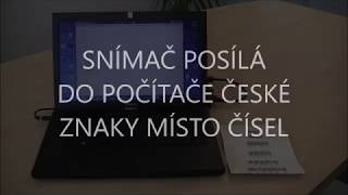 Snímač posílá do počítače české znaky místo čísel